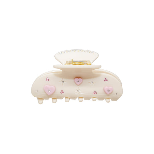 Beige heart embossed clip